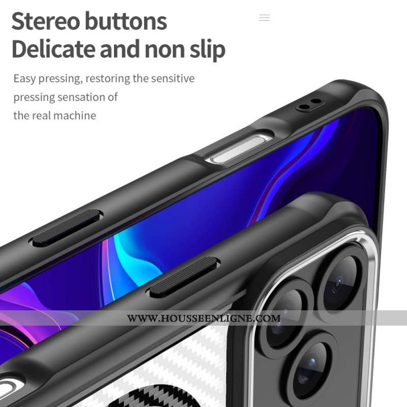 Coque iPhone 17 Pro Max Compatible MagSafe Fibre Carbone Translucide