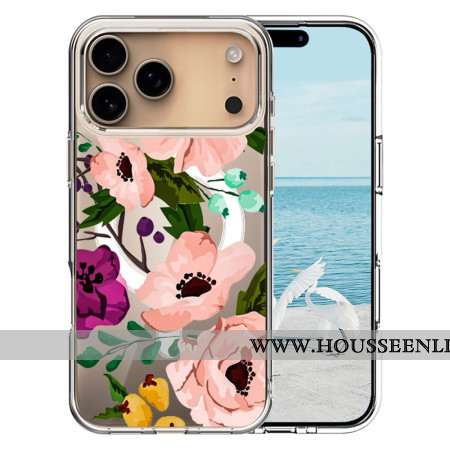 Coque iPhone 17 Pro Max Compatible MagSafe Fleurie