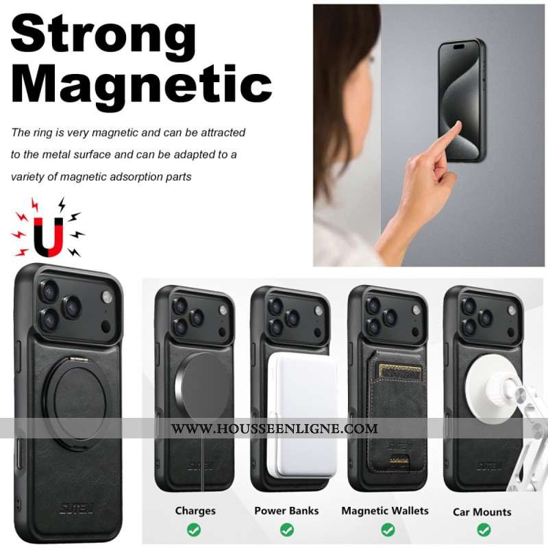 Coque iPhone 17 Pro Max Compatible MagSafe avec Support Rotatif SUTENI