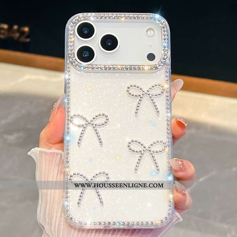 Coque iPhone 17 Pro Max Décoration Papillons et Paillettes