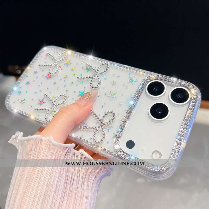 Coque iPhone 17 Pro Max Décoration Papillons et Paillettes