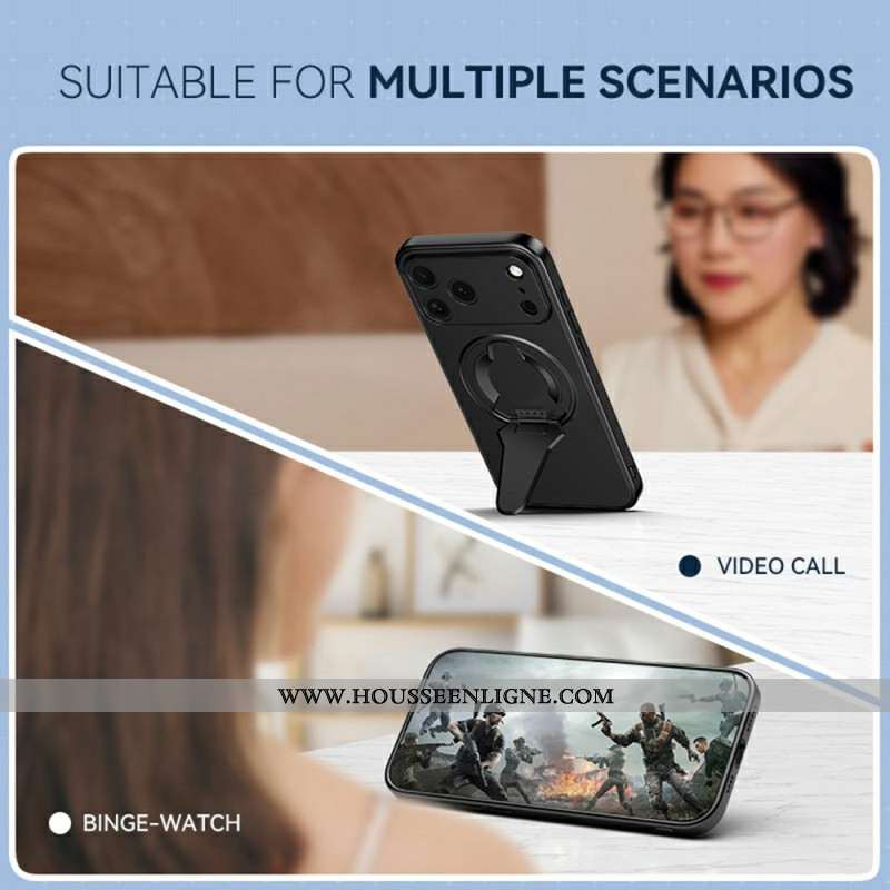 Coque iPhone 17 Pro Max MagSafe Effet Métal Support Intégré