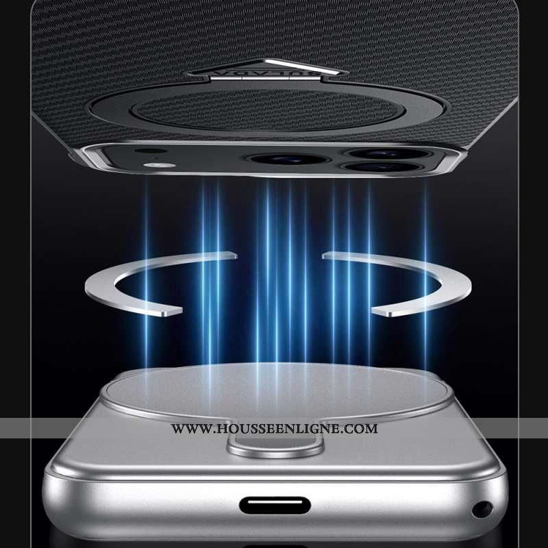 Coque iPhone 17 Pro Max Magsafe Anneau-Support Carbone