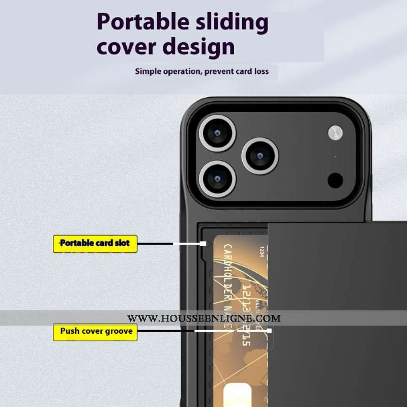 Coque iPhone 17 Pro Max Porte-Cartes Coulissant