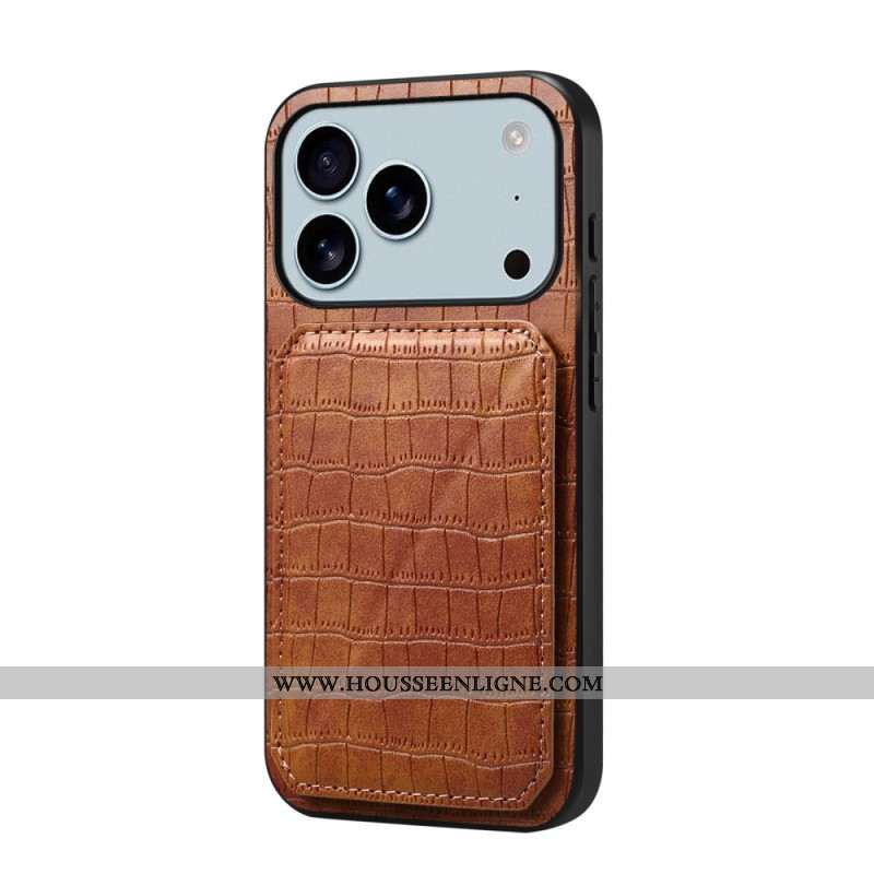 Coque iPhone 17 Pro Max Porte-Cartes Effet Crocodile