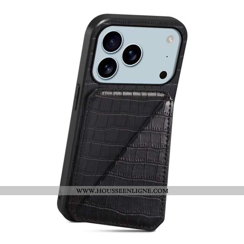 Coque iPhone 17 Pro Max Porte-Cartes Effet Crocodile