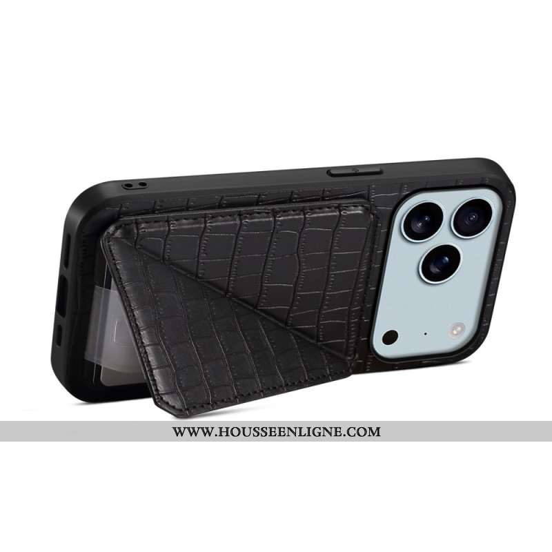 Coque iPhone 17 Pro Max Porte-Cartes Effet Crocodile
