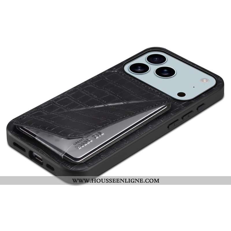 Coque iPhone 17 Pro Max Porte-Cartes Effet Crocodile