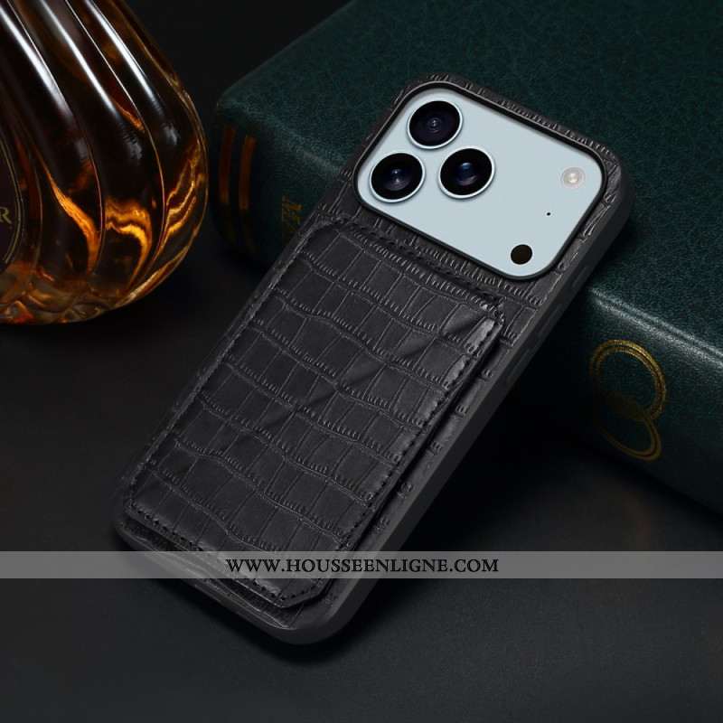 Coque iPhone 17 Pro Max Porte-Cartes Effet Crocodile
