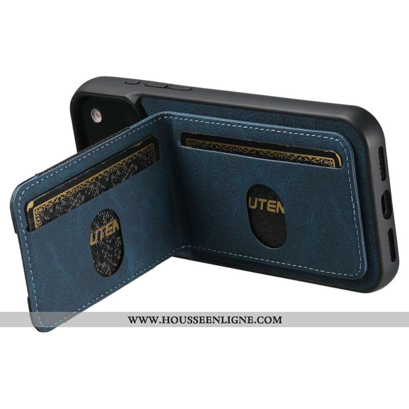 Coque iPhone 17 Pro Max Porte-Cartes et Support Look Rétro