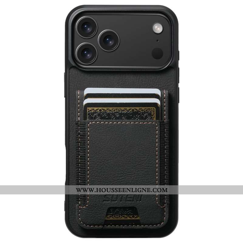 Coque iPhone 17 Pro Max Porte-Cartes et Support Look Rétro