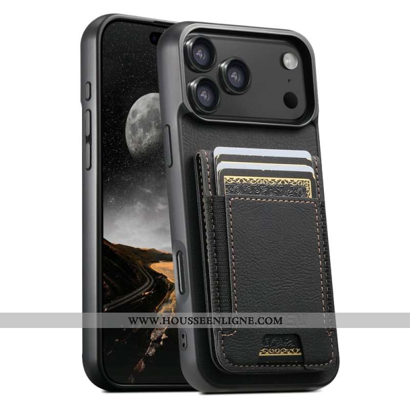 Coque iPhone 17 Pro Max Porte-Cartes et Support Look Rétro