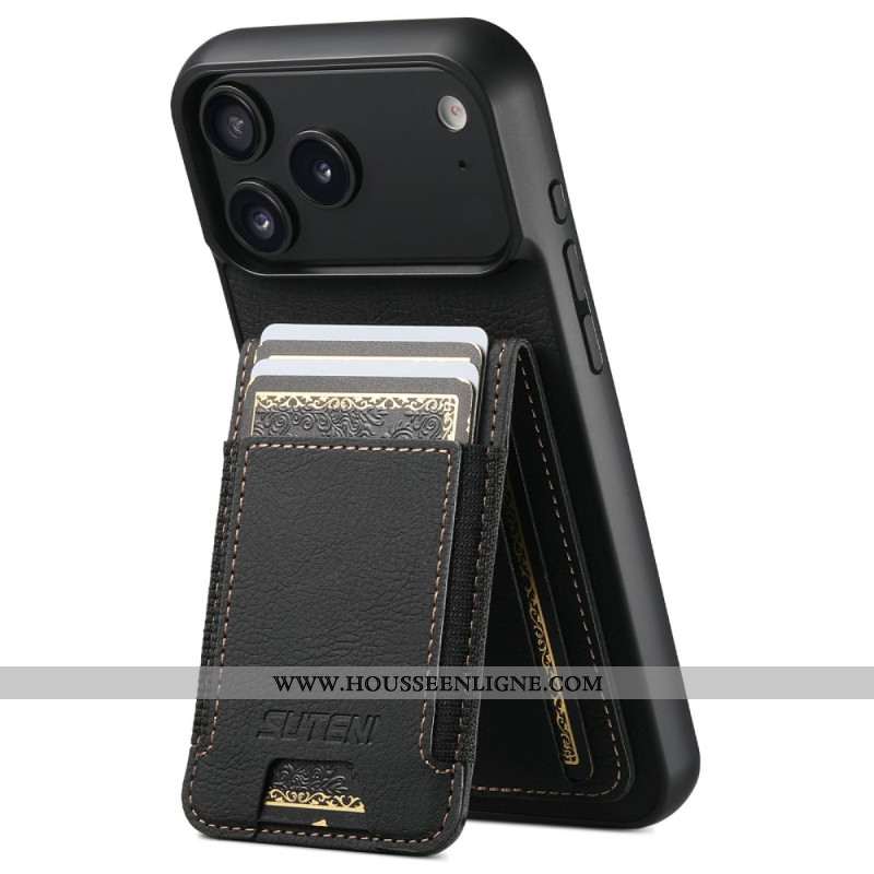 Coque iPhone 17 Pro Max Porte-Cartes et Support Look Rétro