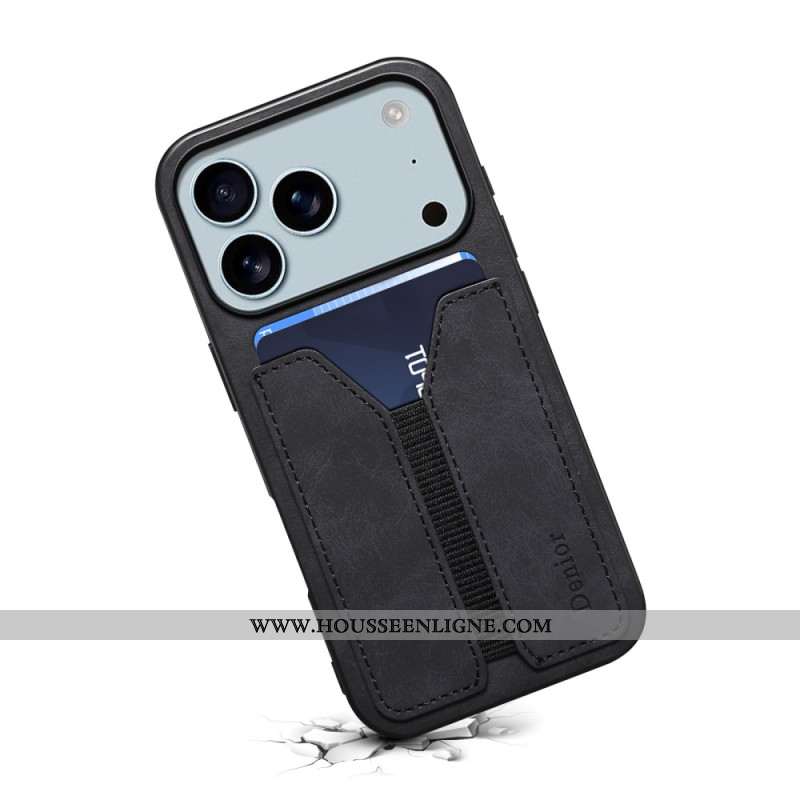 Coque iPhone 17 Pro Max Porte-Cartes Élastique DENIOR