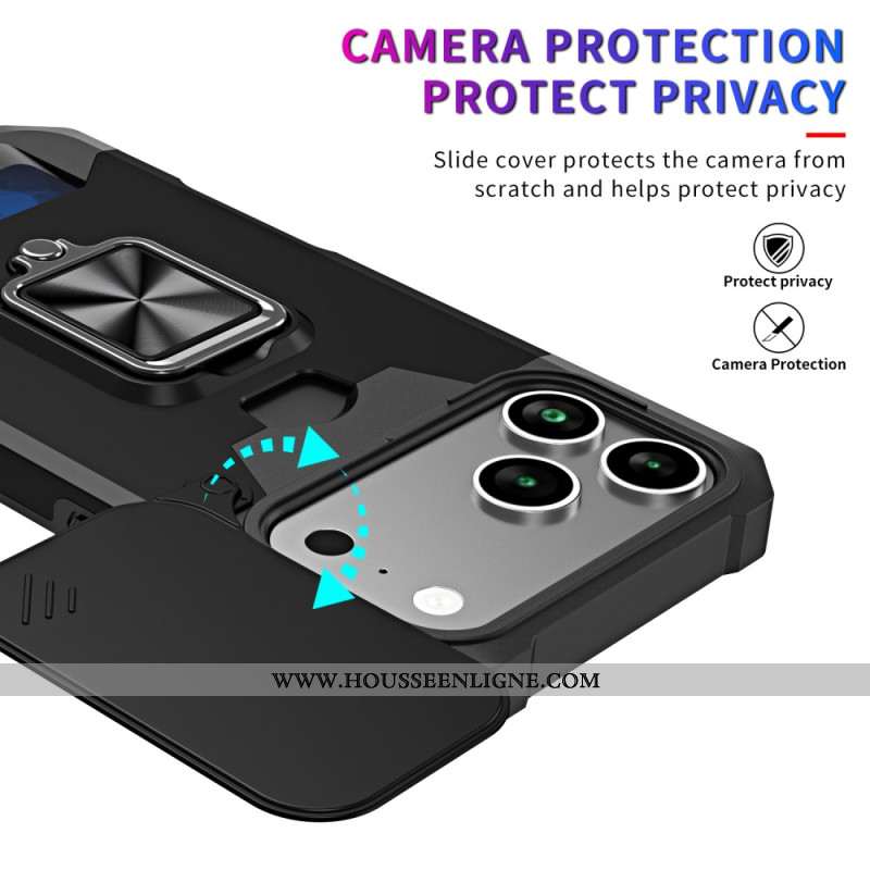 Coque iPhone 17 Pro Max Robuste Support et Couvercle Coulissant