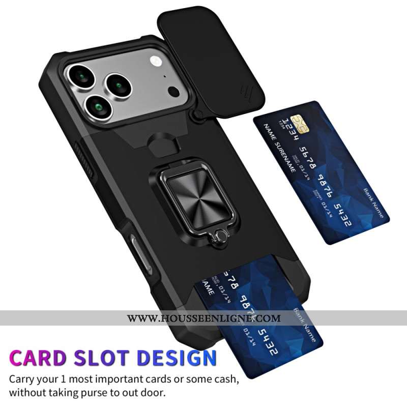 Coque iPhone 17 Pro Max Robuste Support et Couvercle Coulissant