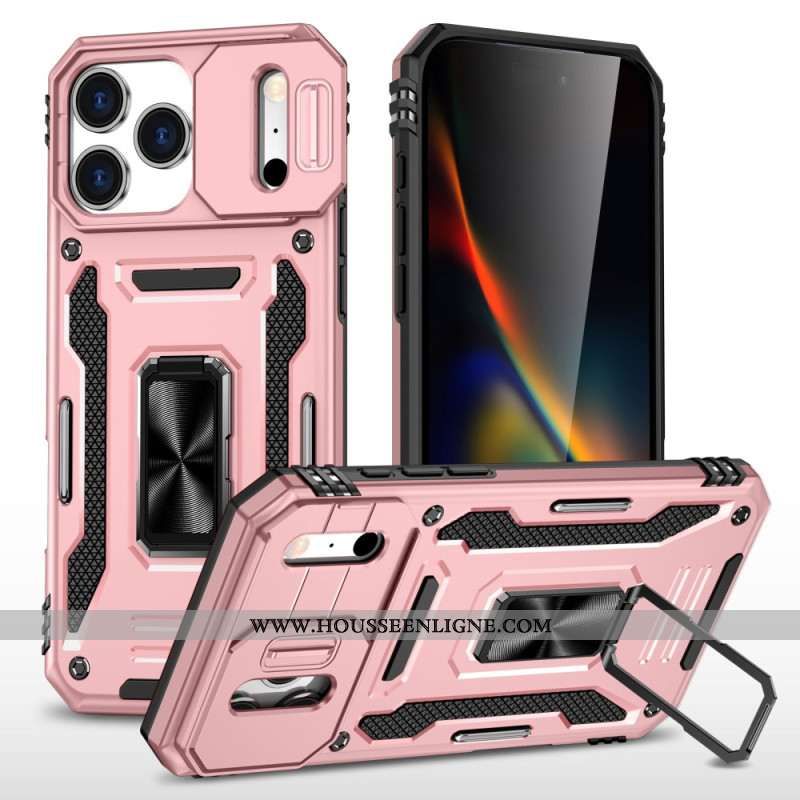 Coque iPhone 17 Pro Max Support et Protection d'Objectif Effet Métal