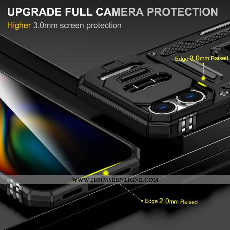 Coque iPhone 17 Pro Max Support et Protection d'Objectif Effet Métal