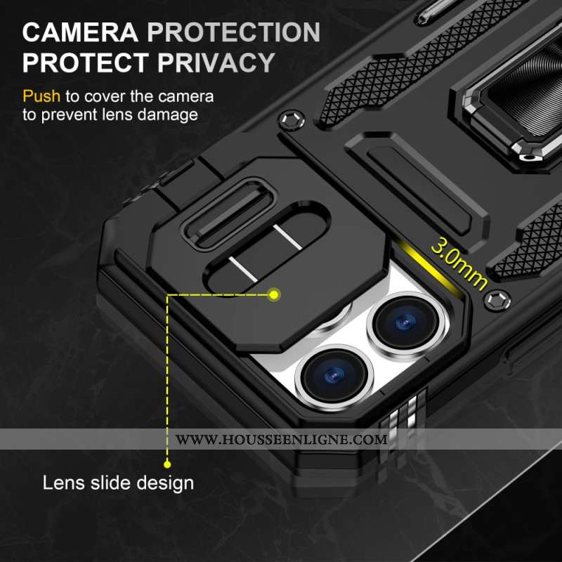 Coque iPhone 17 Pro Max Support et Protection d'Objectif Effet Métal