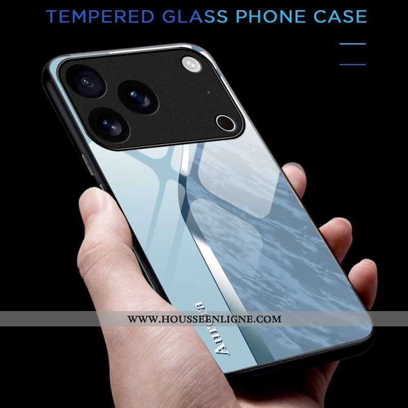 Coque iPhone 17 Pro Max Verre Trempé Design Bleu Clair
