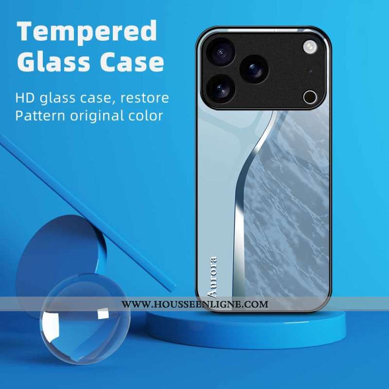 Coque iPhone 17 Pro Max Verre Trempé Design Bleu Clair