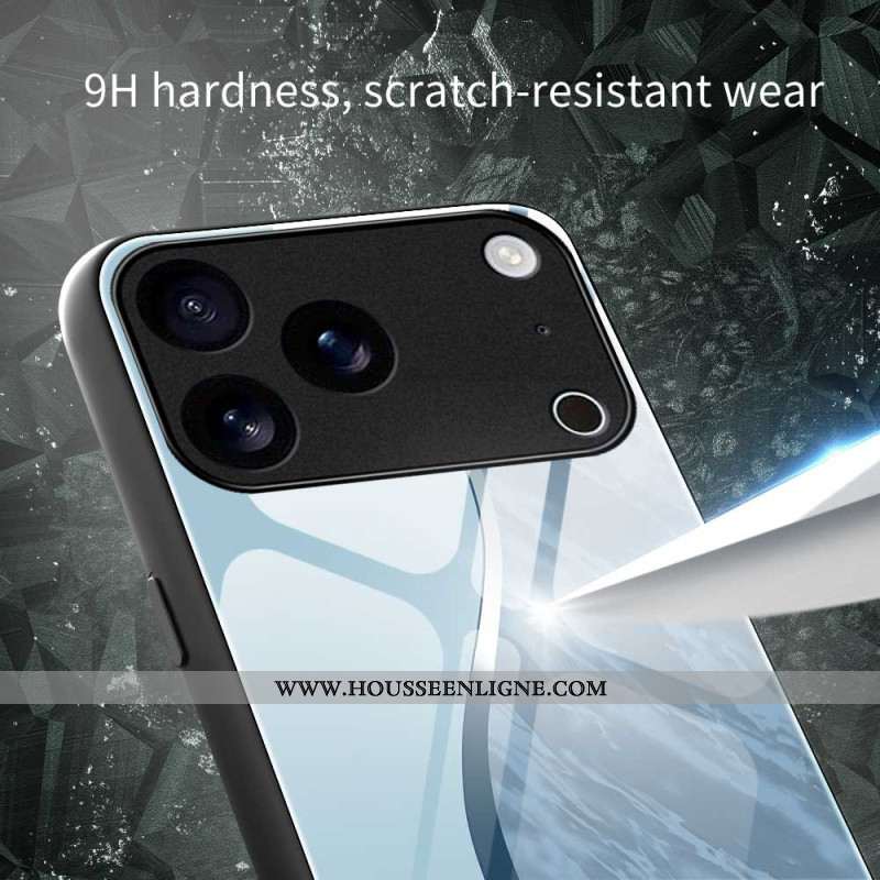 Coque iPhone 17 Pro Max Verre Trempé Design Bleu Clair