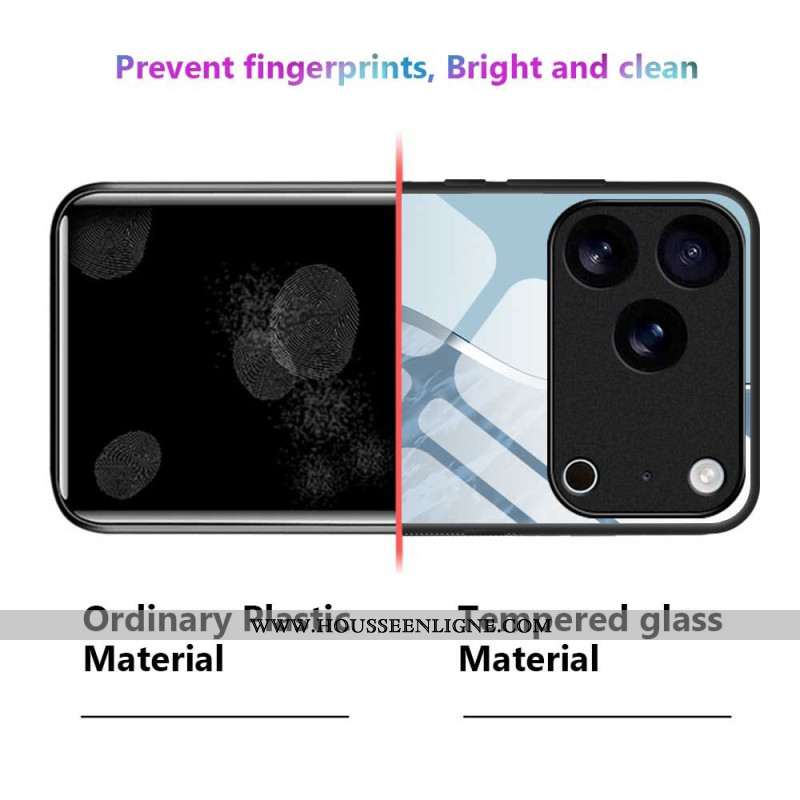 Coque iPhone 17 Pro Max Verre Trempé Design Bleu Clair