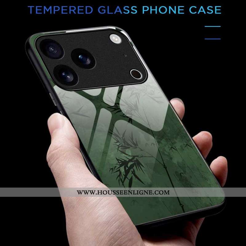 Coque iPhone 17 Pro Max Verre Trempé Encre Florale