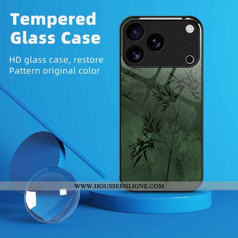 Coque iPhone 17 Pro Max Verre Trempé Encre Florale