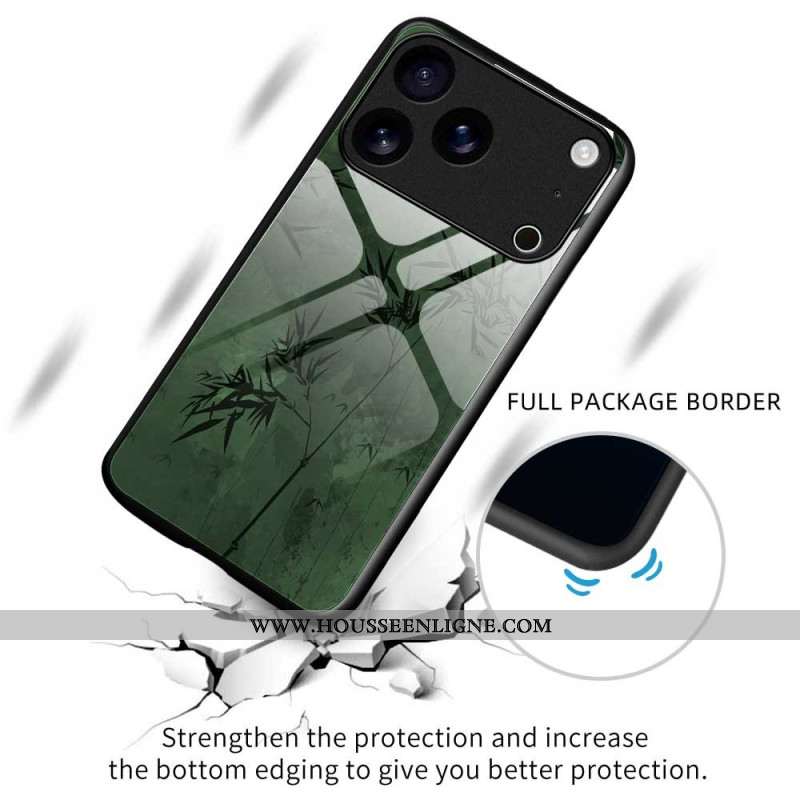 Coque iPhone 17 Pro Max Verre Trempé Encre Florale