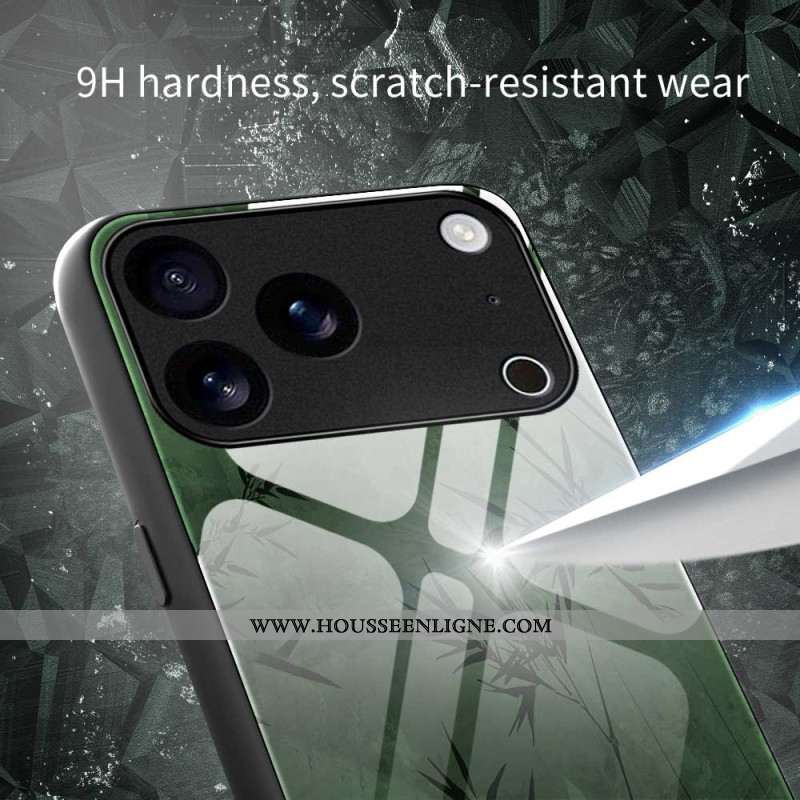 Coque iPhone 17 Pro Max Verre Trempé Encre Florale