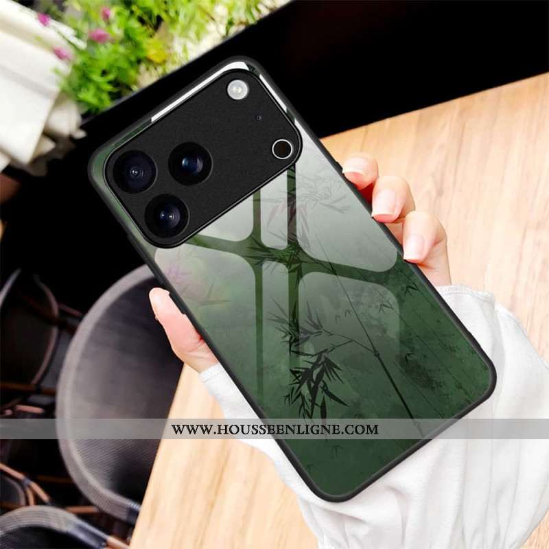 Coque iPhone 17 Pro Max Verre Trempé Encre Florale