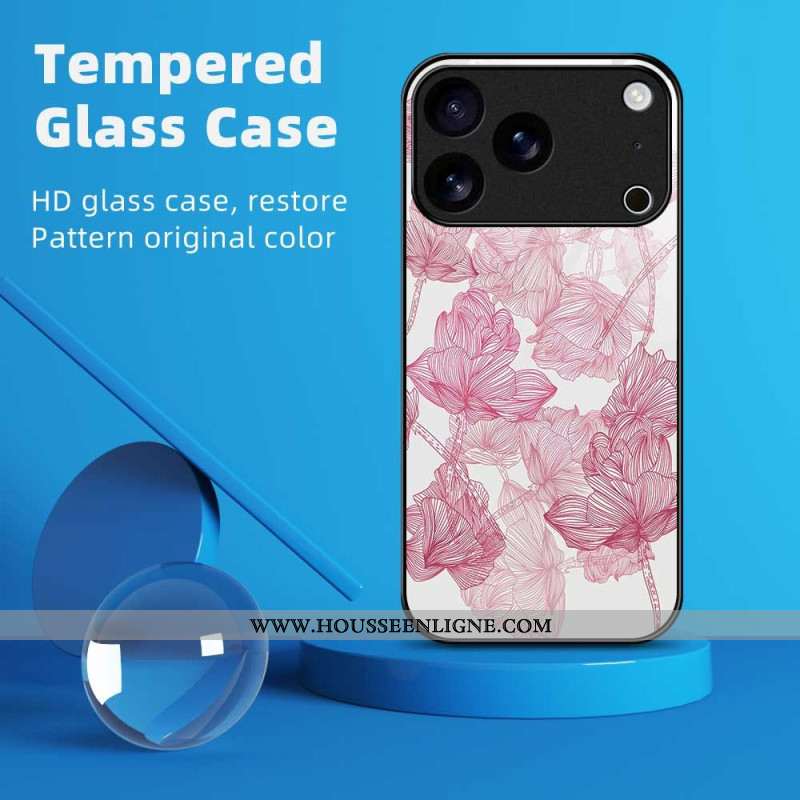 Coque iPhone 17 Pro Max Verre Trempé Floralie Rose