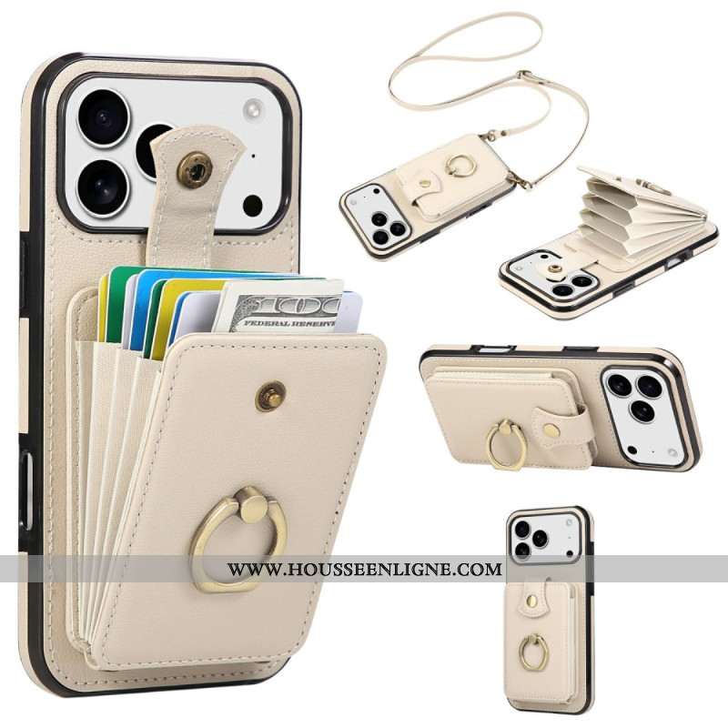 Coque iPhone 17 Pro Multi-Cartes et Bandoulière