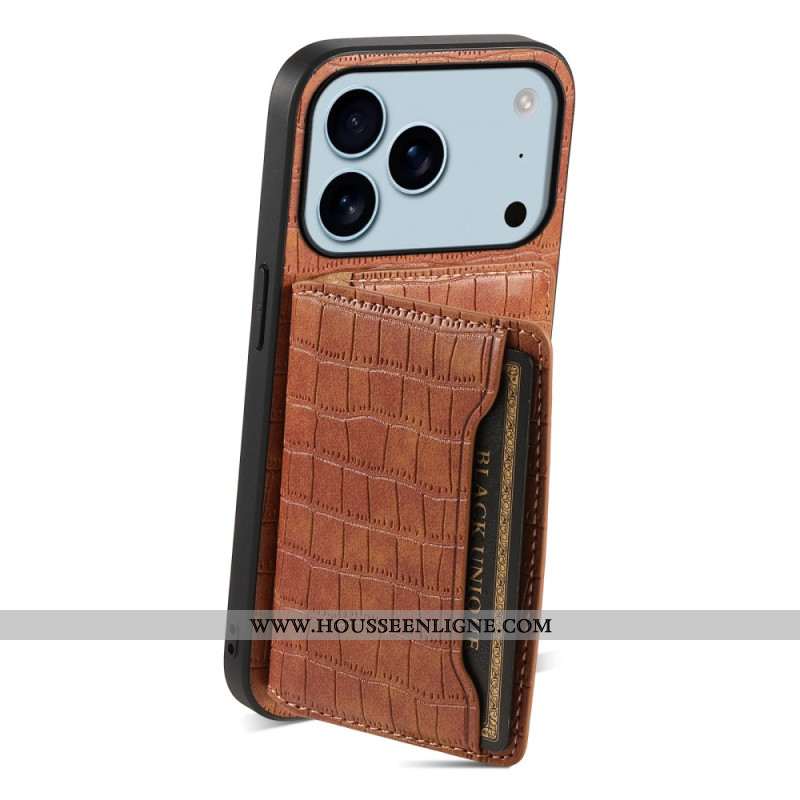 Coque iPhone 17 Pro Porte-Cartes Effet Crocodile