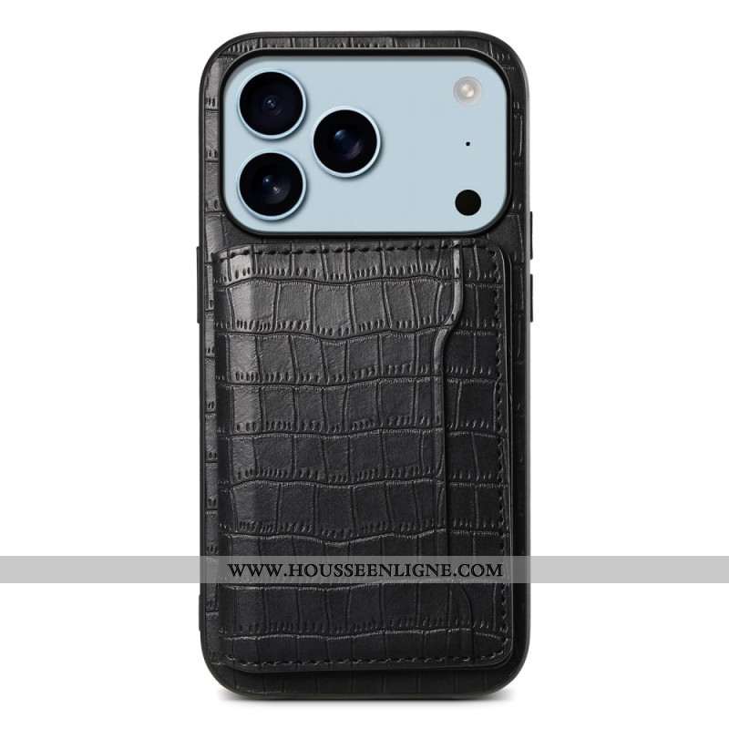 Coque iPhone 17 Pro Porte-Cartes Effet Crocodile
