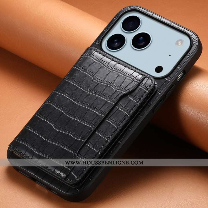 Coque iPhone 17 Pro Porte-Cartes Effet Crocodile
