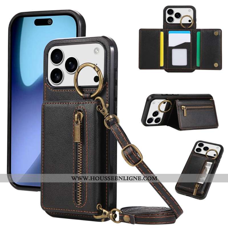 Coque iPhone 17 Pro Portefeuille avec Bandoulière