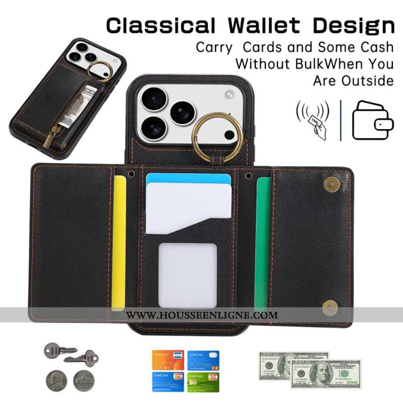 Coque iPhone 17 Pro Portefeuille avec Bandoulière