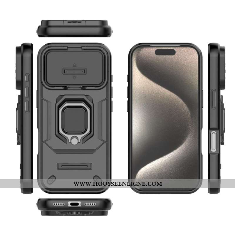 Coque iPhone 17 Pro Ring Résistante avec Protection d'Objectif