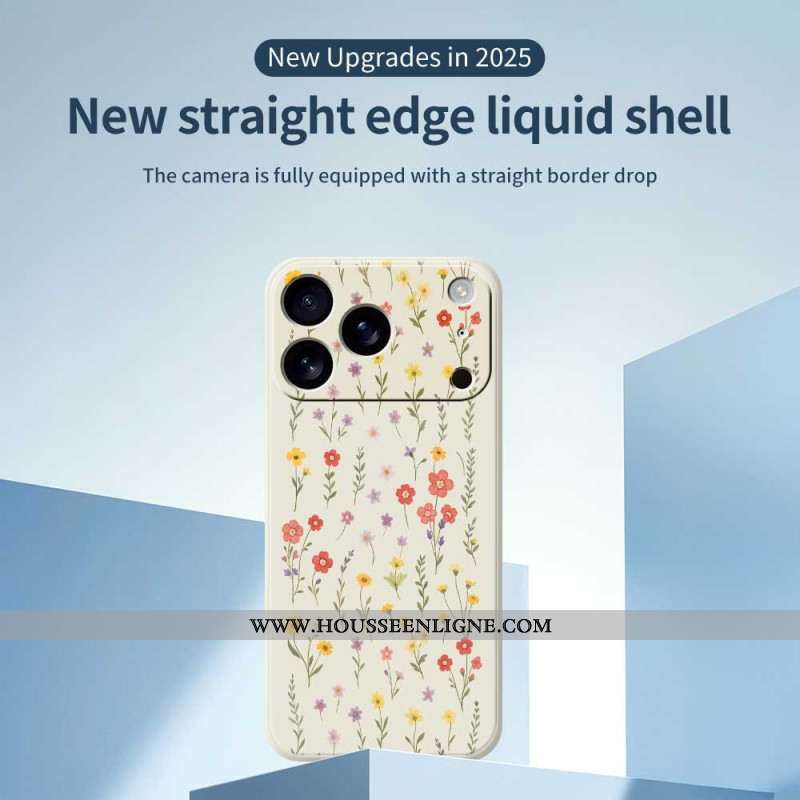 Coque iPhone 17 Pro Silicone Liquide Fleurettes
