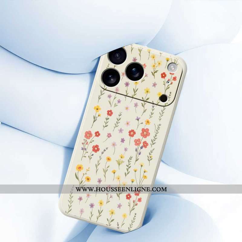 Coque iPhone 17 Pro Silicone Liquide Fleurettes