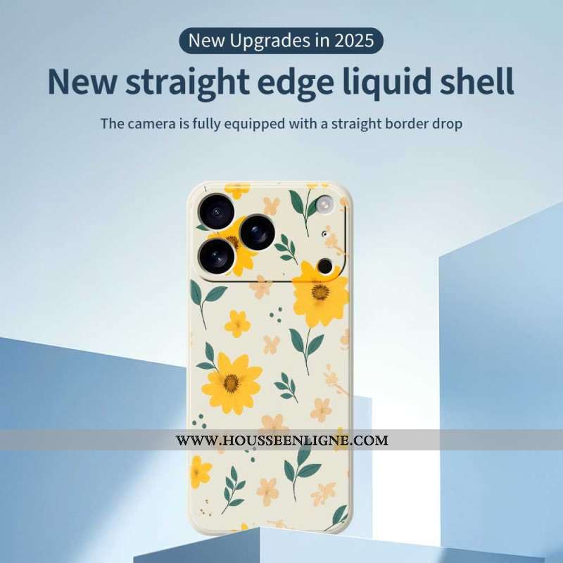 Coque iPhone 17 Pro Silicone Liquide Marguerites