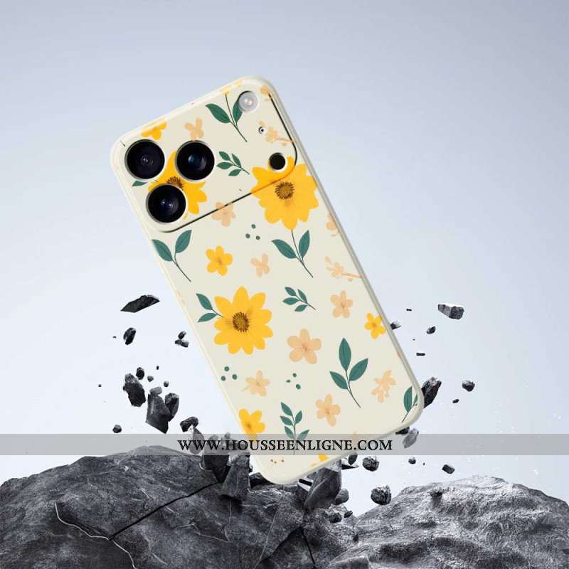 Coque iPhone 17 Pro Silicone Liquide Marguerites
