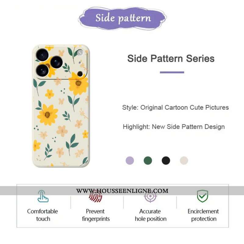 Coque iPhone 17 Pro Silicone Liquide Marguerites