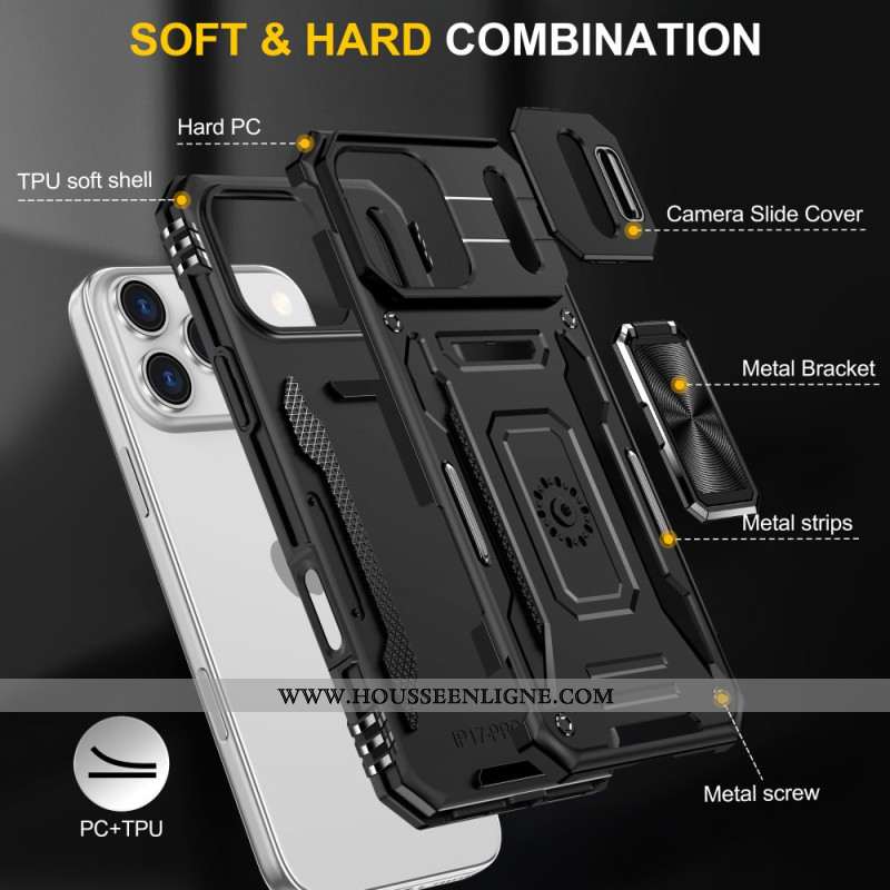 Coque iPhone 17 Pro Support et Protection d'Objectif Coulissante