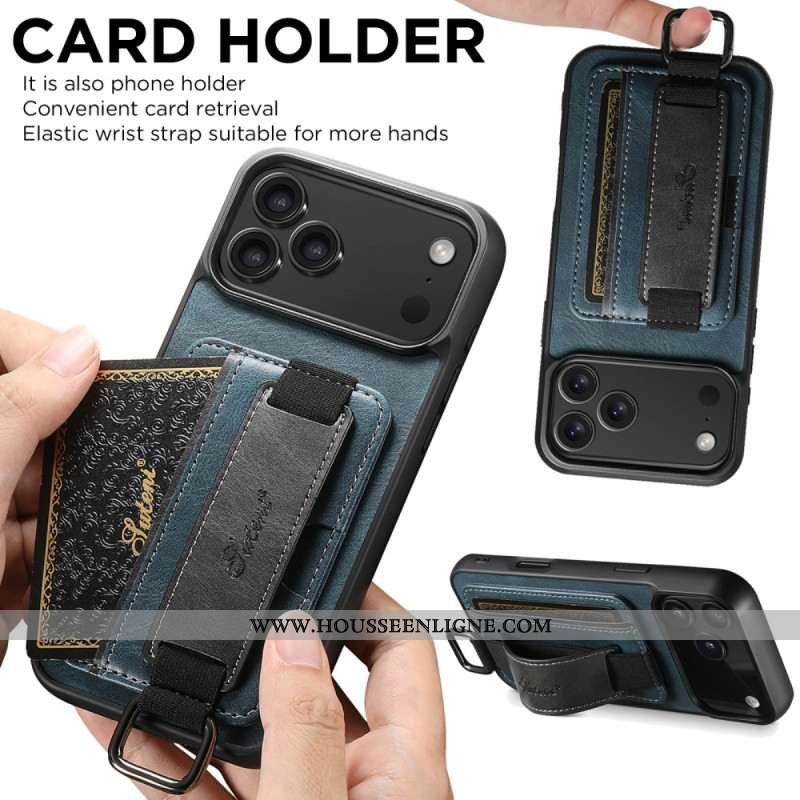 Coque iPhone 17 Pro avec Porte-Cartes Design Rétro