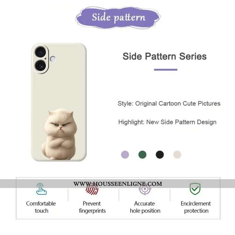 Coque iPhone 17 Silicone Liquide Chat en Colère