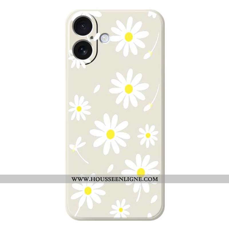 Coque iPhone 17 Silicone Liquide Marguerites