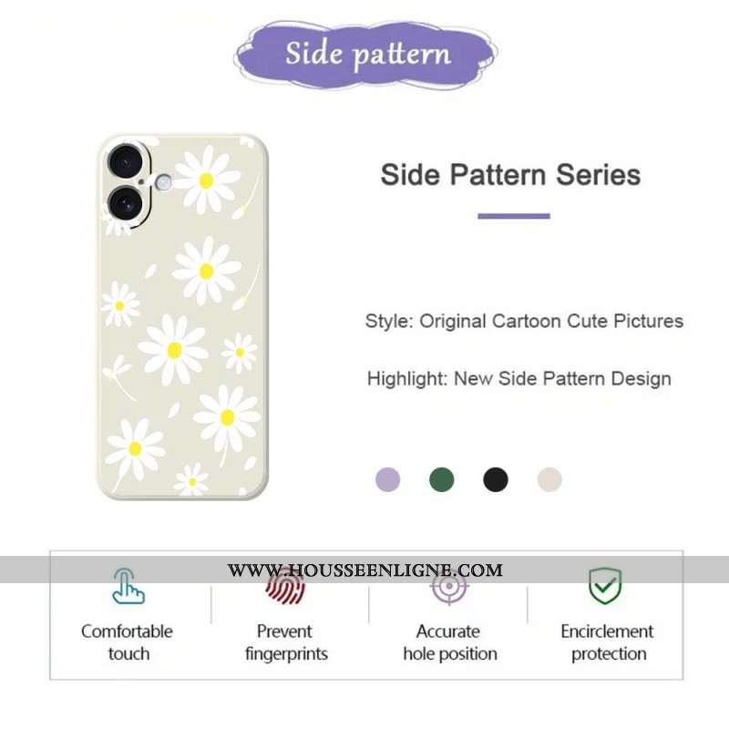 Coque iPhone 17 Silicone Liquide Marguerites